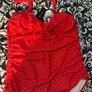 Red Polka Dot Women Swim One Piece